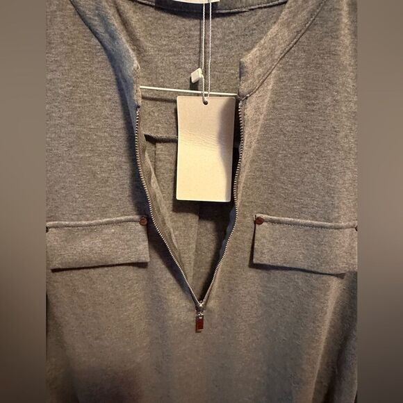 YaYa Bay Women's Long Sleeve Roll-Up Sleeve Zip Up Casual Shirt Blouse Tops - Picture 6 of 12